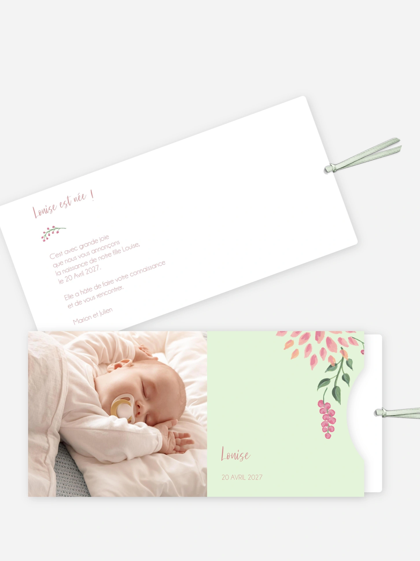Faire-part naissance Poésie florale