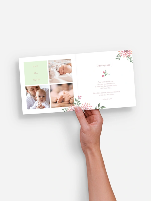 Faire-part naissance Poésie florale