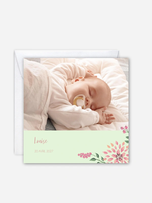 Faire-part naissance Poésie florale