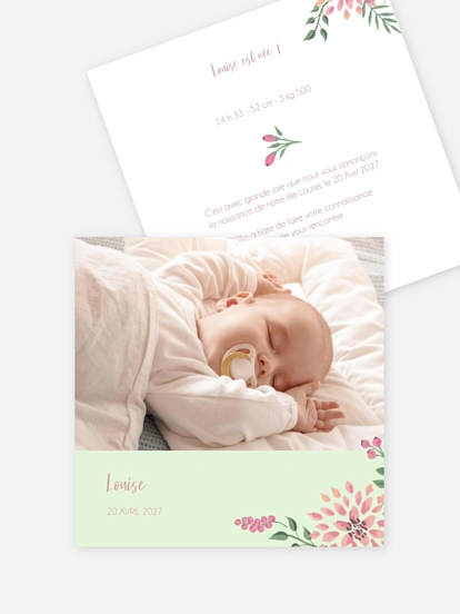 Faire-part naissance Poésie florale