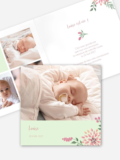 Faire-part naissance Poésie florale