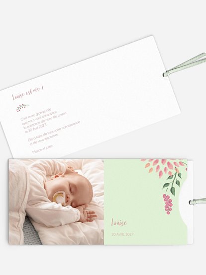 Faire-part naissance Poésie florale