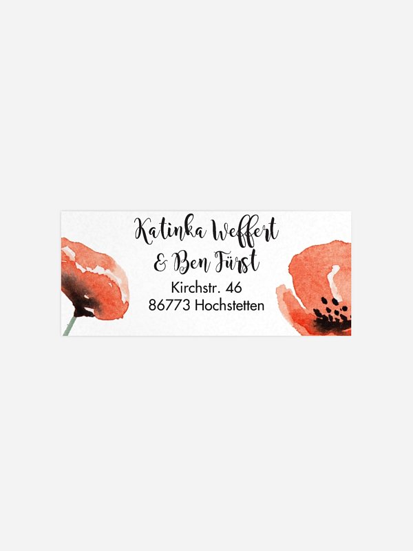 Absenderaufkleber Hochzeit Mohn Amour