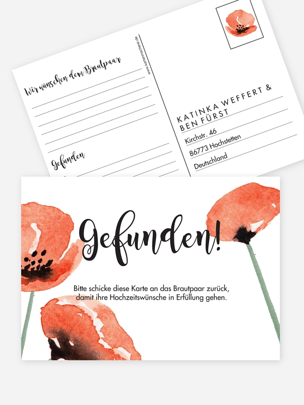 Ballonkarte Hochzeit Mohn Amour