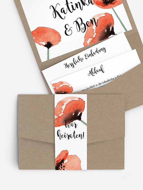 Hochzeitseinladung Mohn Amour