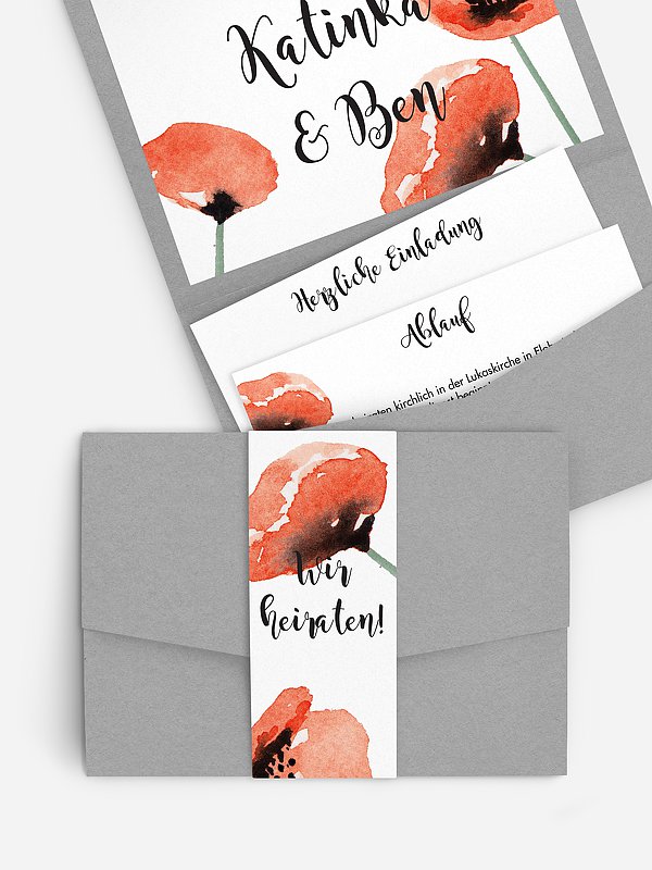 Hochzeitseinladung Mohn Amour