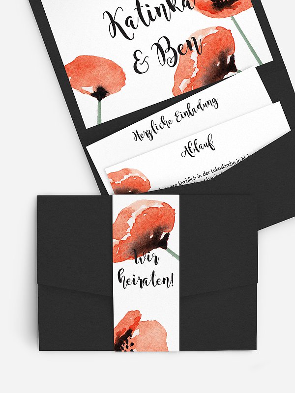 Hochzeitseinladung Mohn Amour