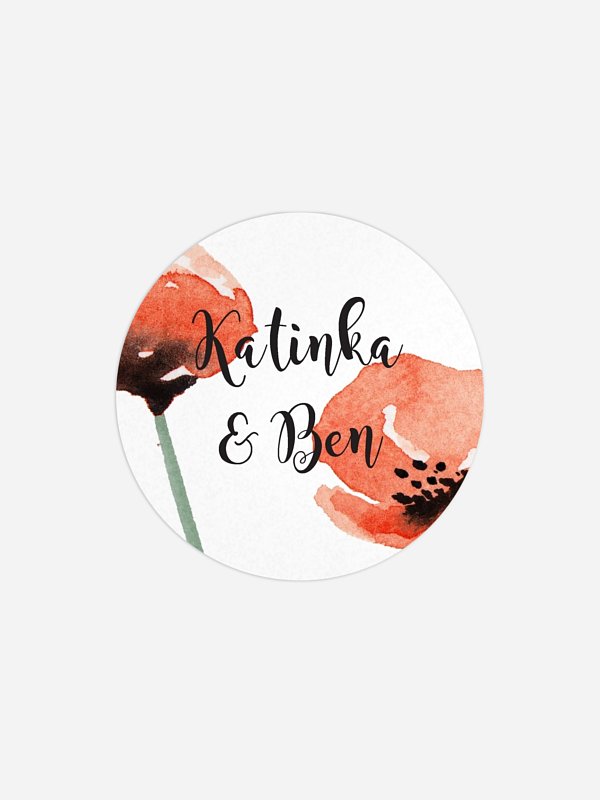 Geschenkaufkleber Hochzeit Mohn Amour