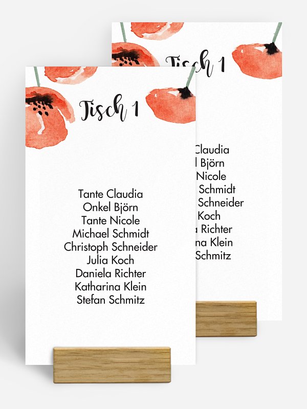 Gruppentischkarte Mohn Amour