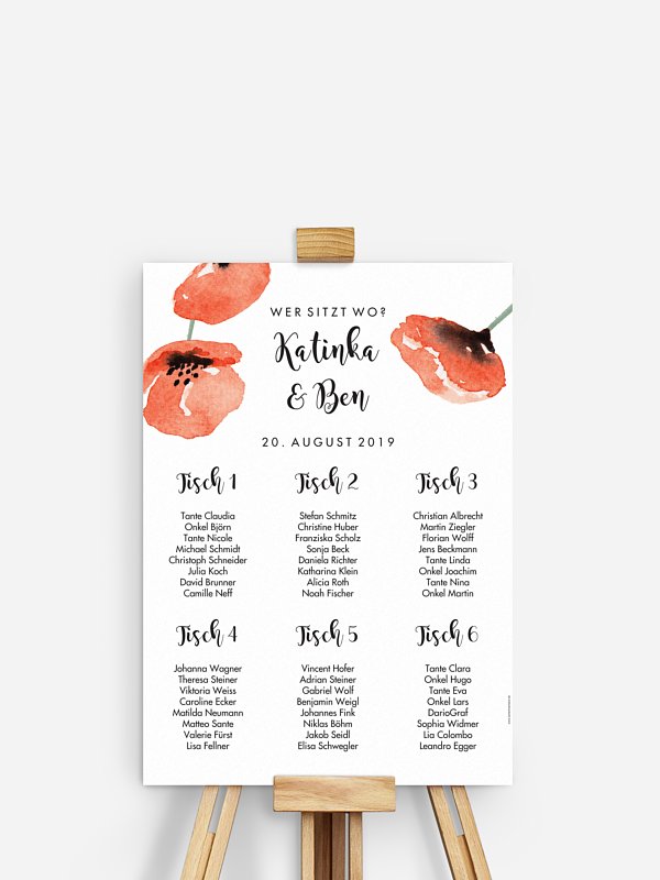 Sitzplan Plakat Mohn Amour
