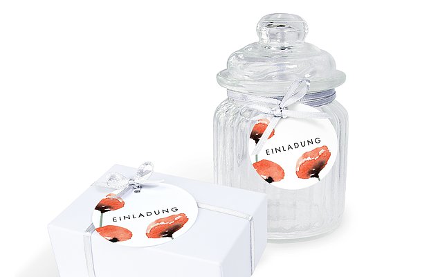 Anhänger mit Band zur Hochzeit Mohn Amour