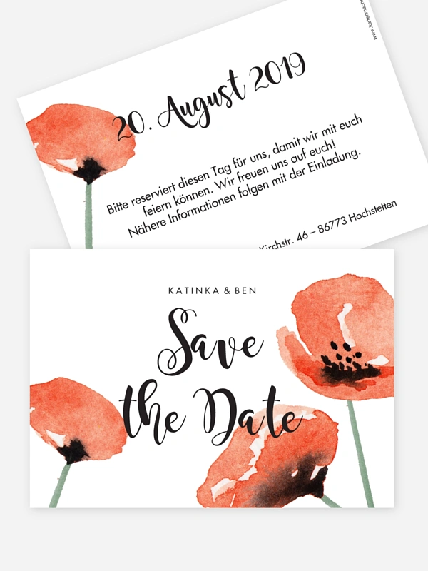 Save-the-Date Karte Mohn Amour