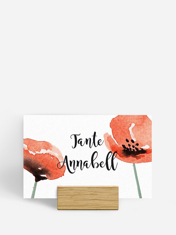 Tischkarte Hochzeit Mohn Amour