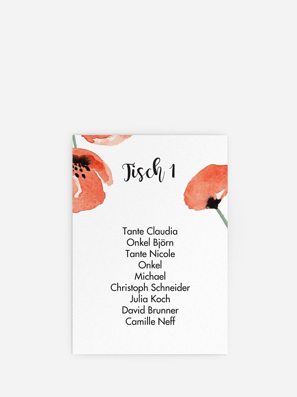 Sitzplan Kreativ Mohn Amour
