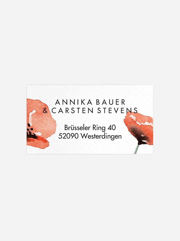Empfängeraufkleber Hochzeit Mohn Amour