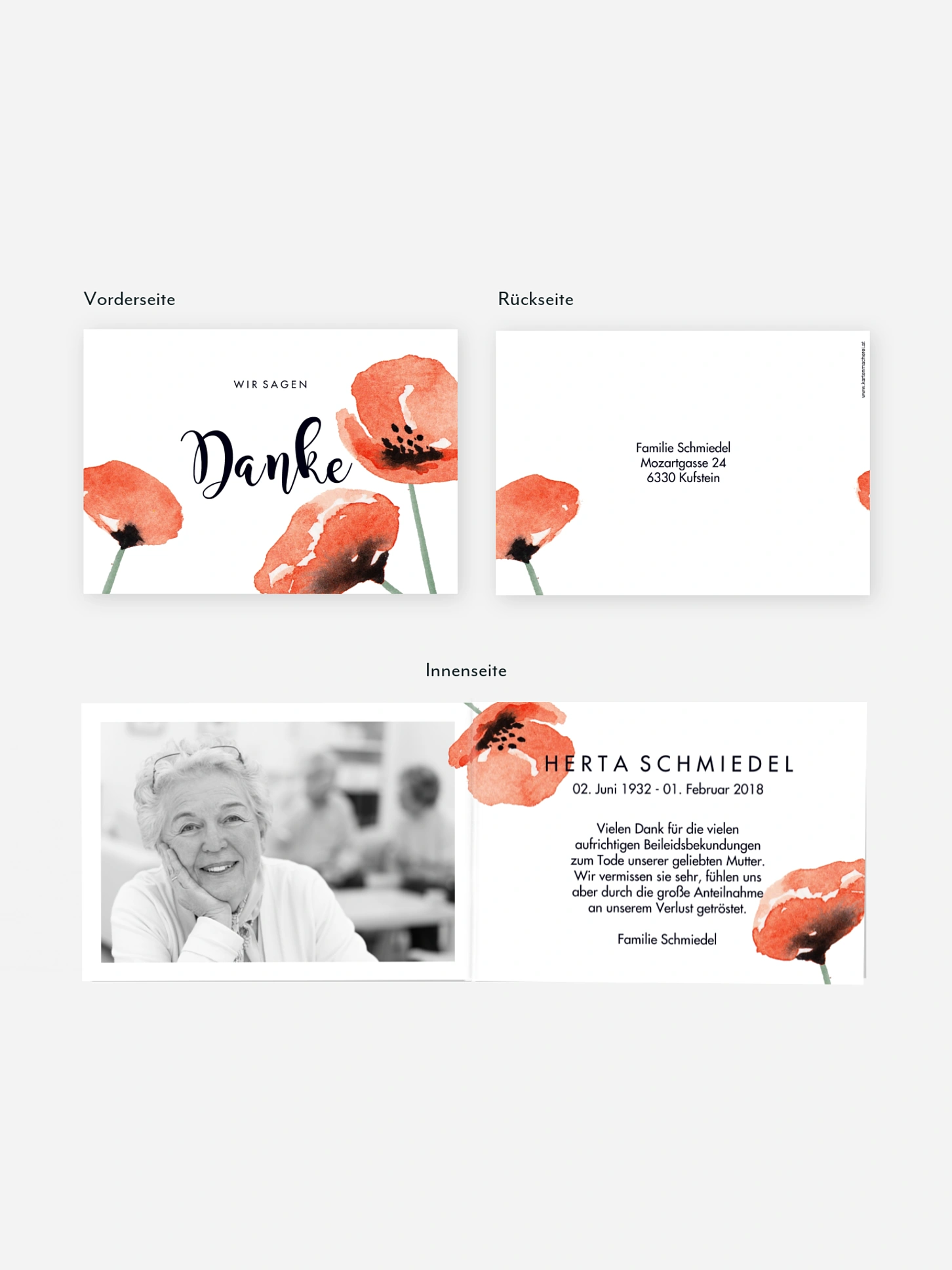 Trauerdanksagung Mohn