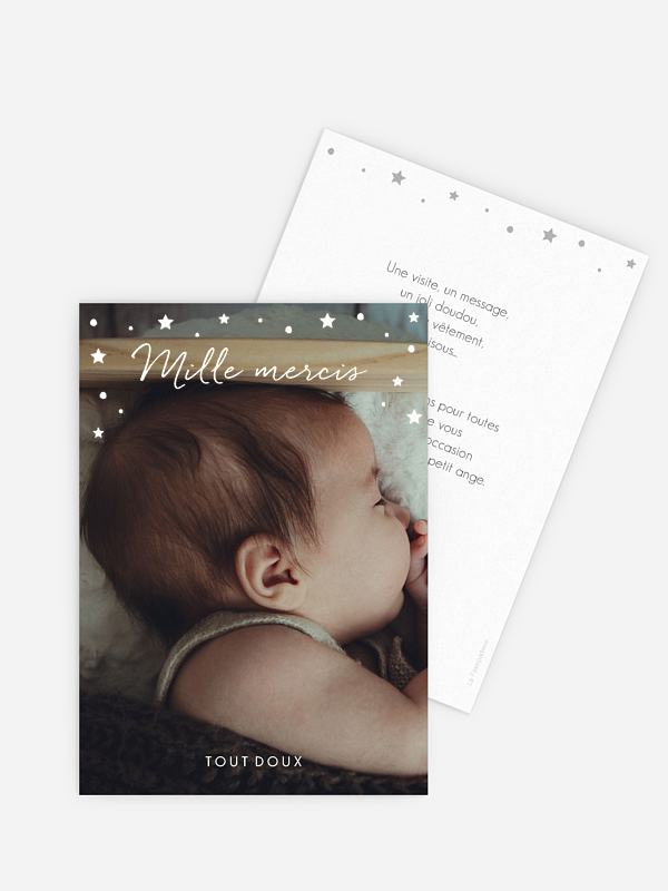 Carte remerciement naissance Juste Parfait