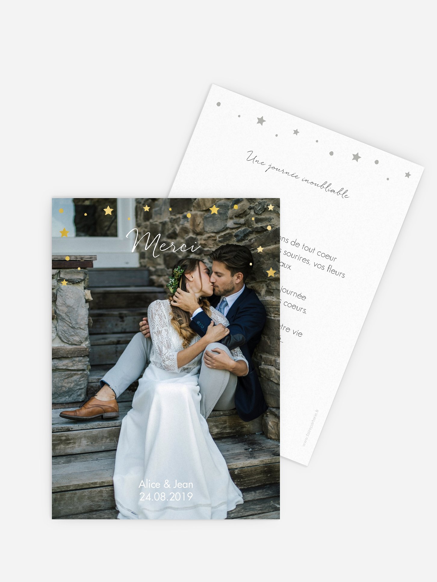 Carte de remerciements Juste parfait - dorure