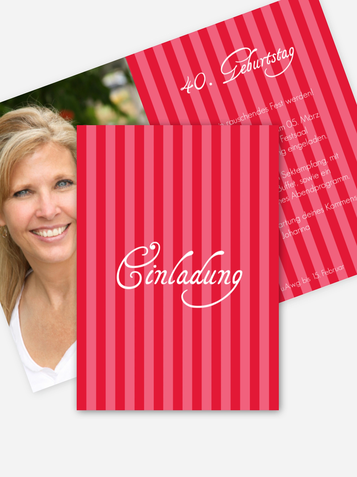 Einladung 40. Geburtstag Gestreift