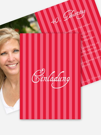Einladung 40. Geburtstag Gestreift
