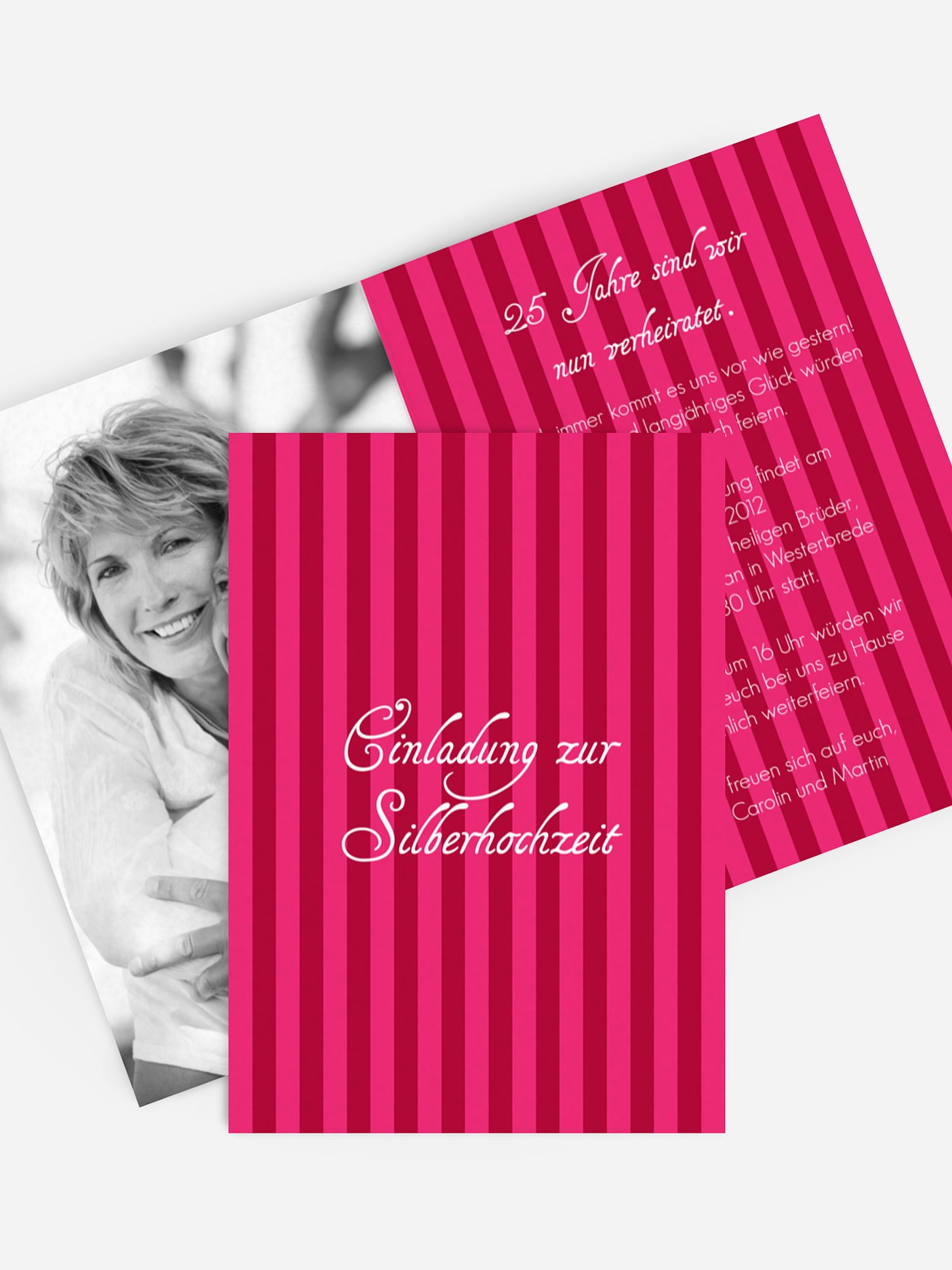 Einladung zur Silberhochzeit Gestreift