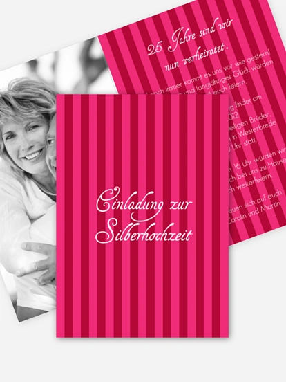Einladung zur Silberhochzeit Gestreift