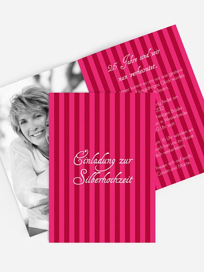 Einladung zur Silberhochzeit Gestreift