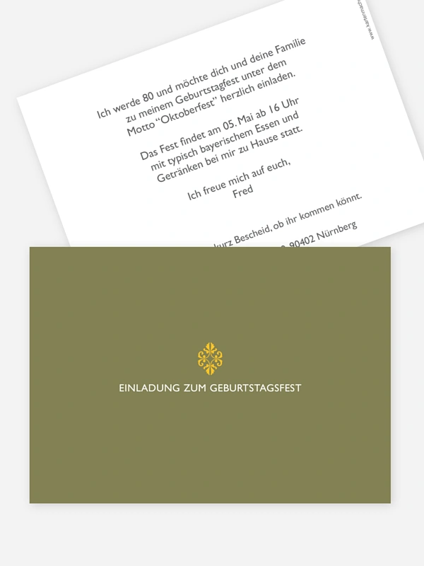 Einladung 80. Geburtstag Ornament