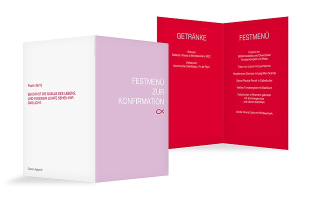 Menükarte Konfirmation Farblich