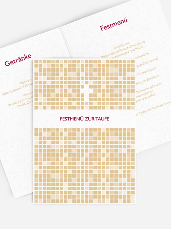 Menükarte Taufe Mosaik