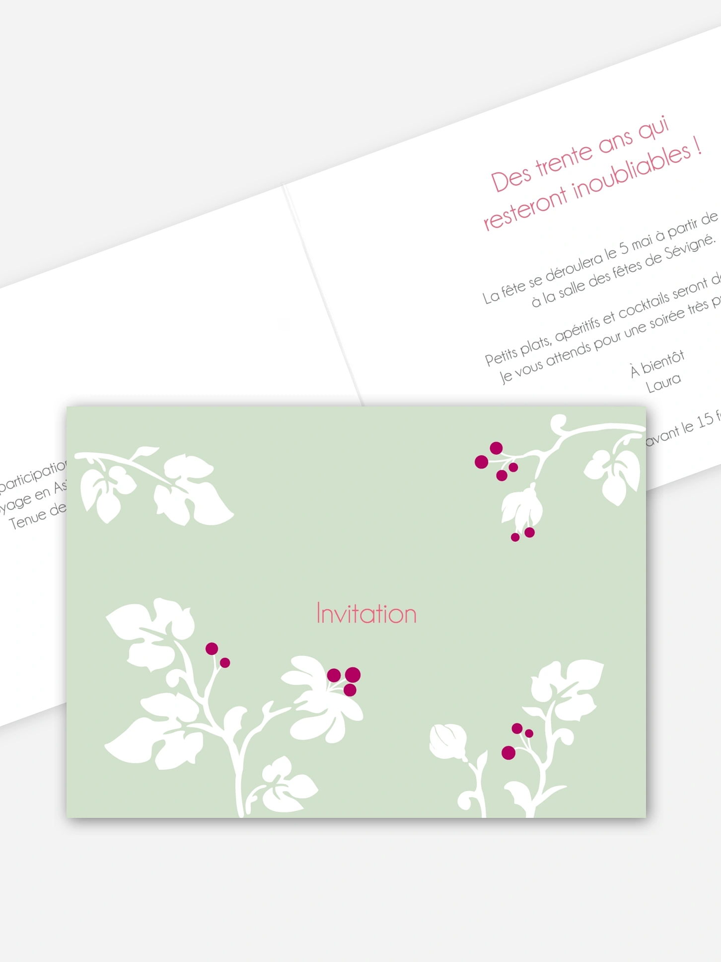 invitation anniversaire 30 Brindilles en fleurs