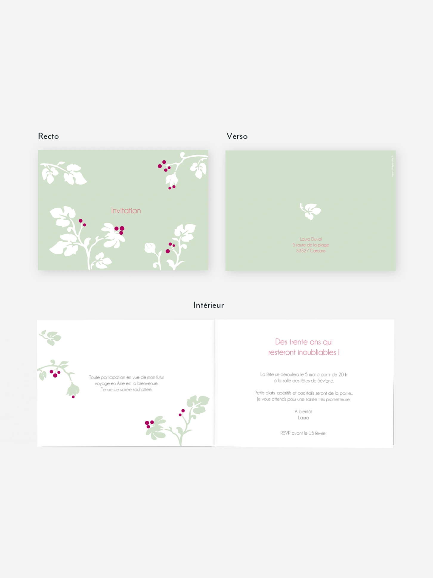 invitation anniversaire 30 Brindilles en fleurs