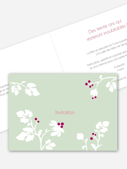 invitation anniversaire 30 Brindilles en fleurs