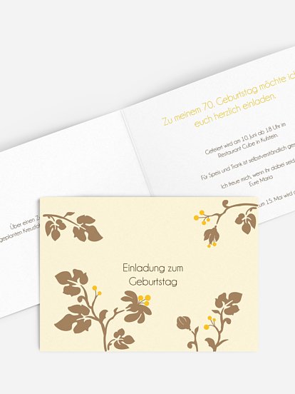 Einladung 70. Geburtstag Blattzart