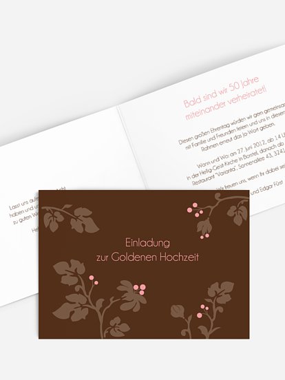 Einladung zur Goldenen Hochzeit Blattzart