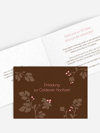 Einladung zur Goldenen Hochzeit Blattzart