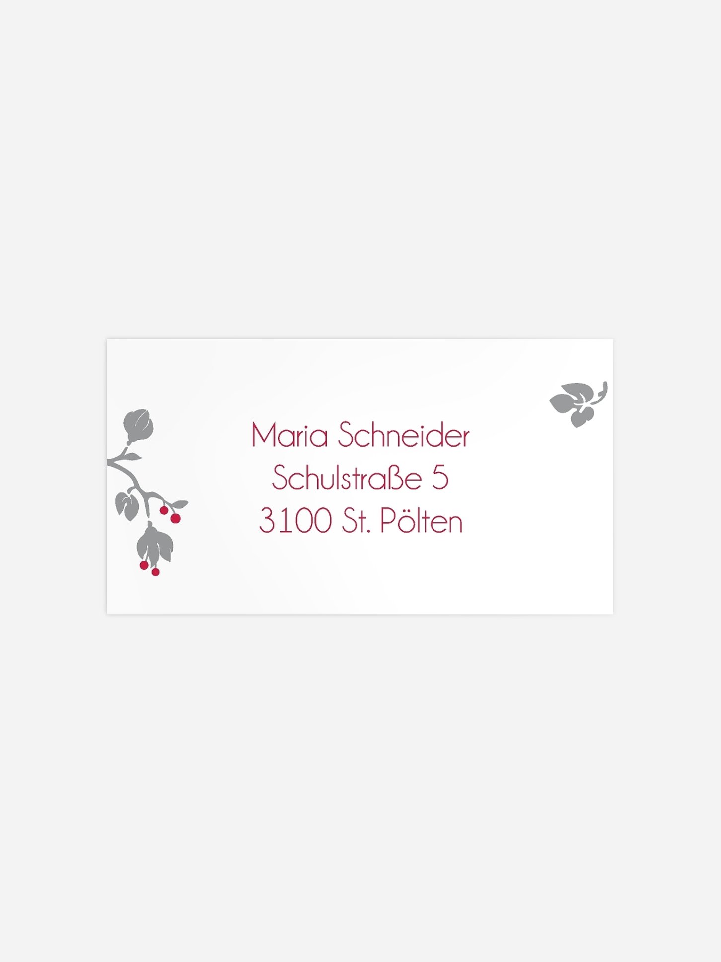 Empfängeraufkleber Silberhochzeit Blattzart