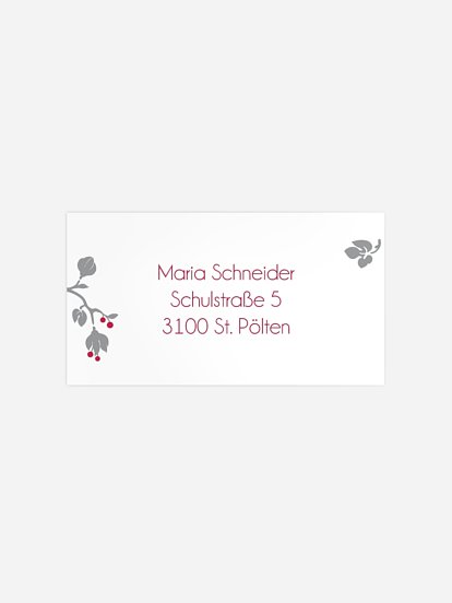 Empfängeraufkleber Silberhochzeit Blattzart