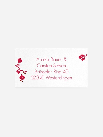 Empfängeraufkleber Silberhochzeit Blattzart