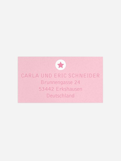 Empfängeraufkleber Geburt Stern