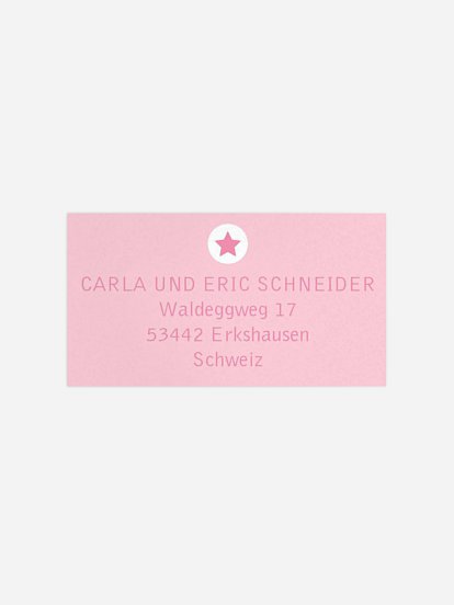 Empfängeraufkleber Geburt Stern
