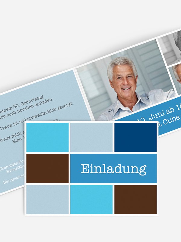 Einladung 80. Geburtstag Würfel