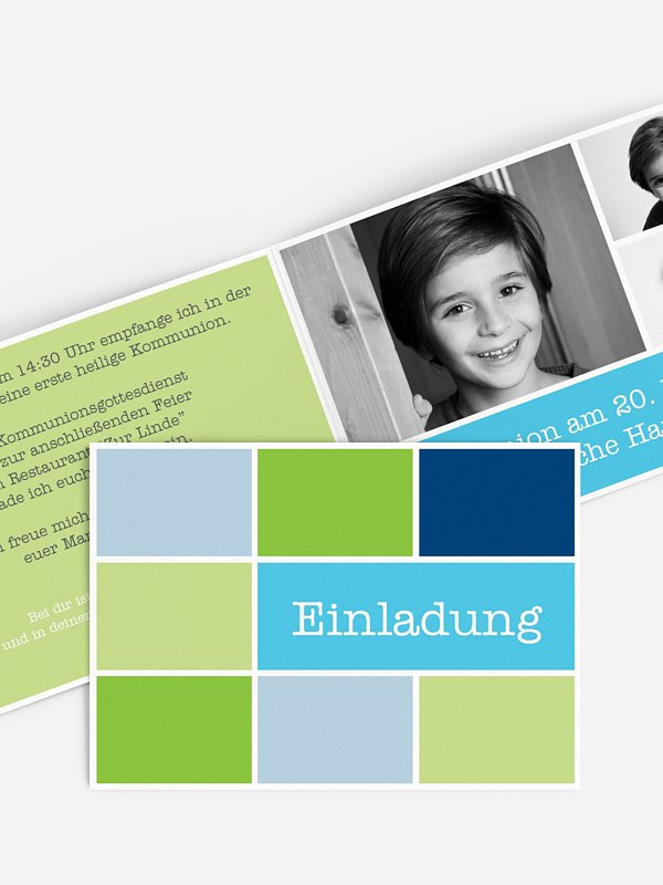 Kommunionseinladung Würfel