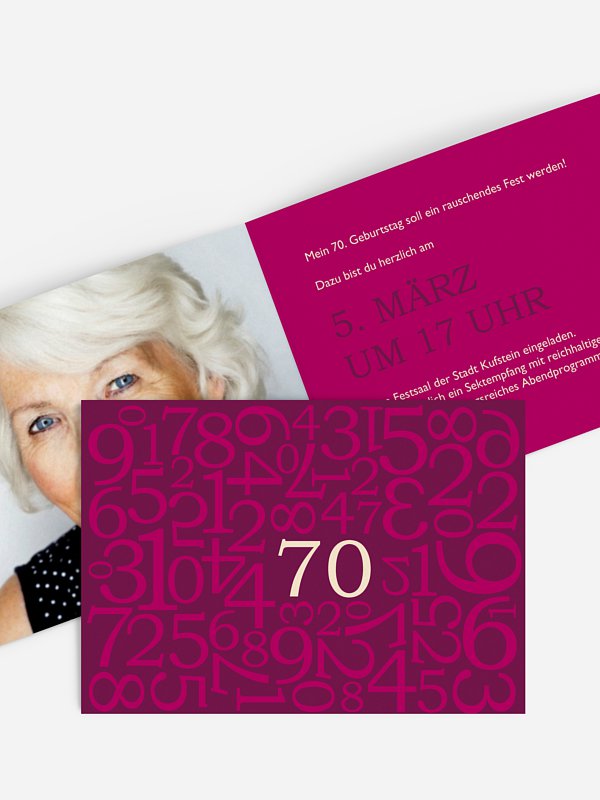 Einladung 70. Geburtstag Zahlen
