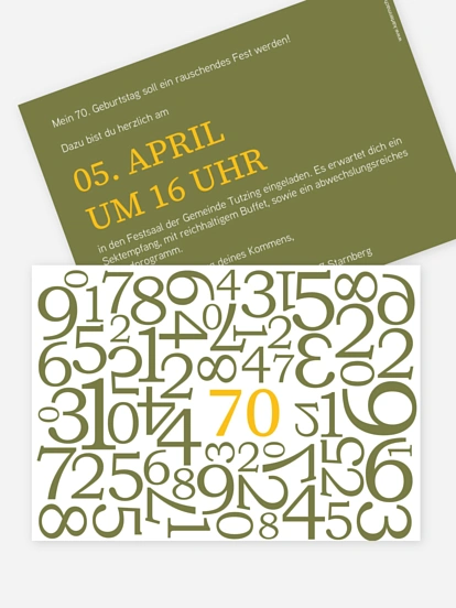 Einladung 70. Geburtstag Zahlen