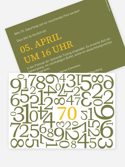 Einladung 70. Geburtstag Zahlen