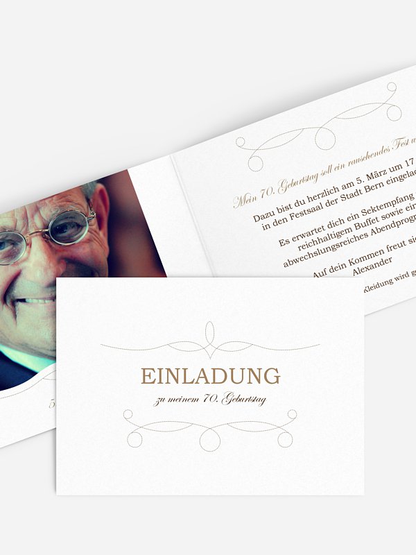 Einladung 70. Geburtstag Feinart