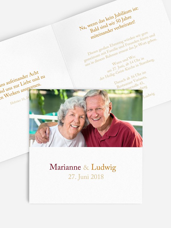 Einladung zur Goldenen Hochzeit Zweisam