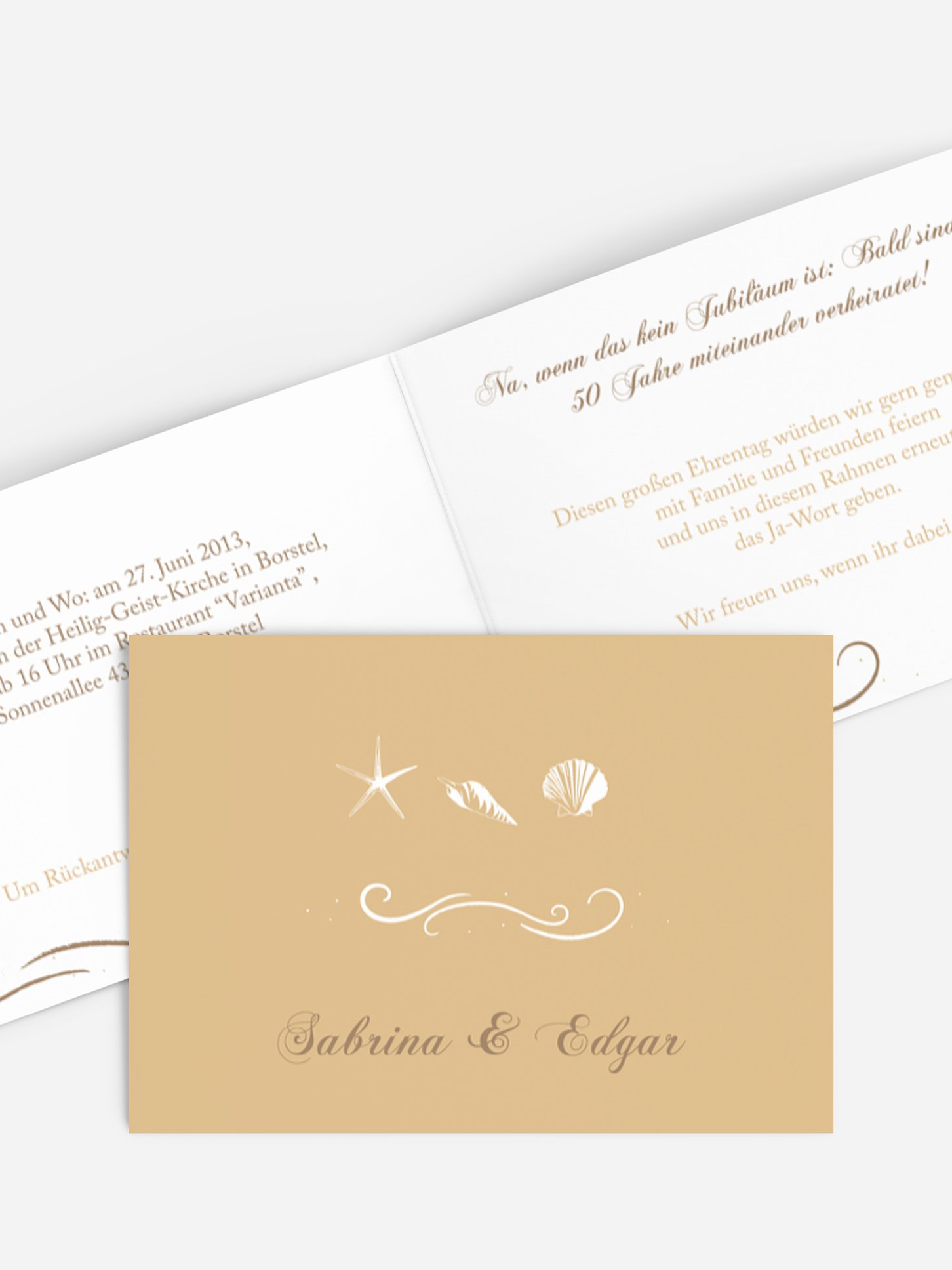 Einladung zur Goldenen Hochzeit Beach