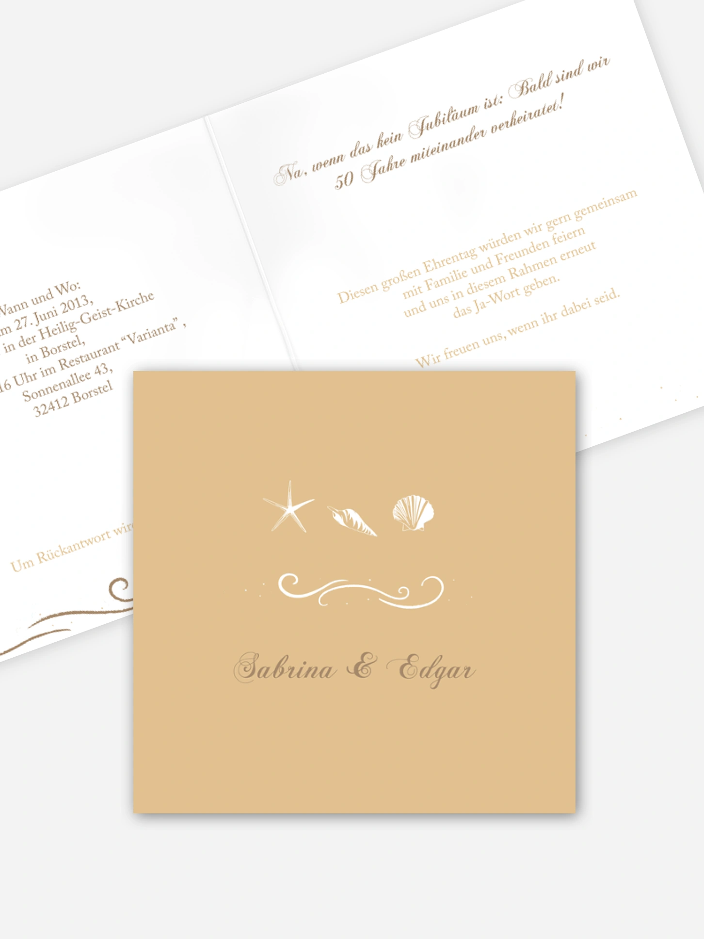 Einladung zur Goldenen Hochzeit Beach
